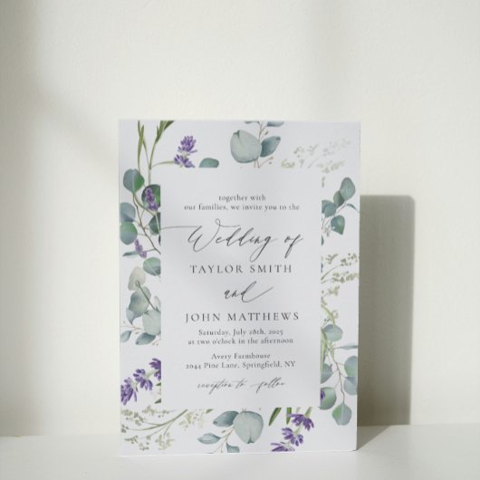 Eukalyptus lavender Calligraphy Wedding Einladung