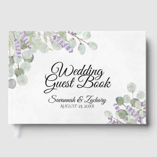 Eukalyptus & Lavender Elegant Boho Chic Wedding Gästebuch (Vorderseite)