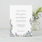 Eukalyptus Lavender Elegant Script Wedding Einladung (Stehend Vorderseite)
