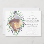 Eukalyptus Lavender Erste Heilige Kommune Einladung (Vorderseite)