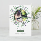 Eukalyptus Lavender Foto Schwangerschaft Ankündigu Ankündigung (Stehend Vorderseite)