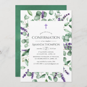 Eukalyptus Lavender Greenery Confirmation Einladung