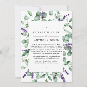 Eukalyptus Lavender Greenery Reduced Wedding Guest Ankündigung