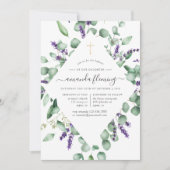 Eukalyptus Lavender Greenery Taufe/Christening Einladung (Vorderseite)