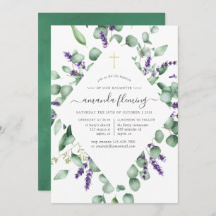 Eukalyptus Lavender Greenery Taufe/Christening Einladung