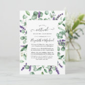 Eukalyptus Lavender Greenery Virtual Wedding Einladung (Stehend Vorderseite)