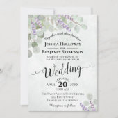Eukalyptus Lavender & Greenery Wedding Einladung (Vorderseite)