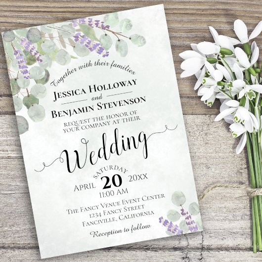 Eukalyptus Lavender & Greenery Wedding Einladung