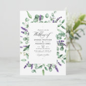 Eukalyptus Lavender Greenery Wedding Einladung (Stehend Vorderseite)