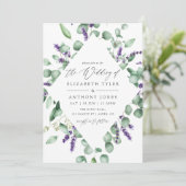 Eukalyptus Lavender Greenery Wedding Einladung (Stehend Vorderseite)