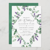 Eukalyptus Lavender Greenery Wedding Einladung (Vorne/Hinten)