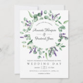 Eukalyptus Lavender Greenery Wedding Einladung (Vorderseite)