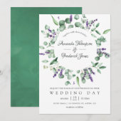 Eukalyptus Lavender Greenery Wedding Einladung (Vorne/Hinten)