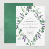 Eukalyptus Lavender Greenery Wedding Einladung (Vorne/Hinten)