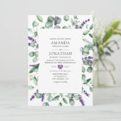 Eukalyptus Lavender Greenery Wedding Einladung (Stehend Vorderseite)