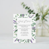 Eukalyptus Lavender Greenery Wedding Guest Details Begleitkarte (Stehend Vorderseite)