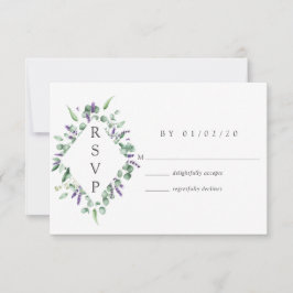 Eukalyptus Lavender Greenery Wedding RSVP Karte