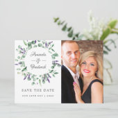 Eukalyptus Lavender Greenery Wedding Save The Date (Stehend Vorderseite)