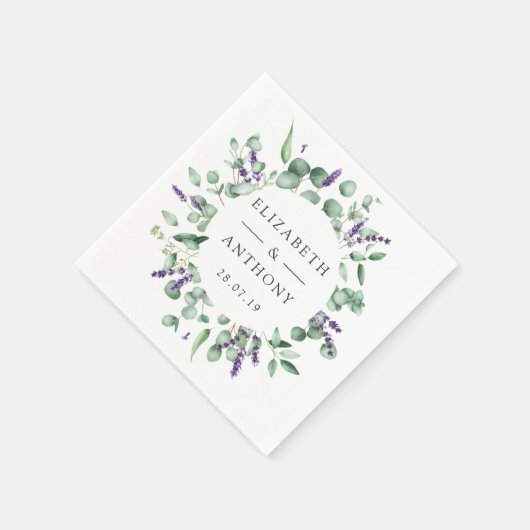 Eukalyptus Lavender Greenery Wedding Serviette (Ecke)