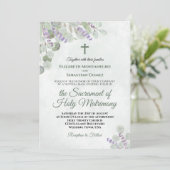 Eukalyptus & Lavender Katholic Wedding Einladung (Stehend Vorderseite)