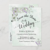Eukalyptus & Lavender Mint Wedding Save the Date Ankündigungspostkarte (Vorne/Hinten)