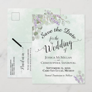 Eukalyptus & Lavender Mint Wedding Save the Date Ankündigungspostkarte