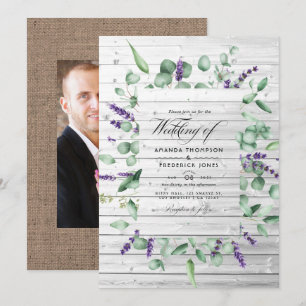 Eukalyptus Lavender Rustic Country Barding Wedding Einladung
