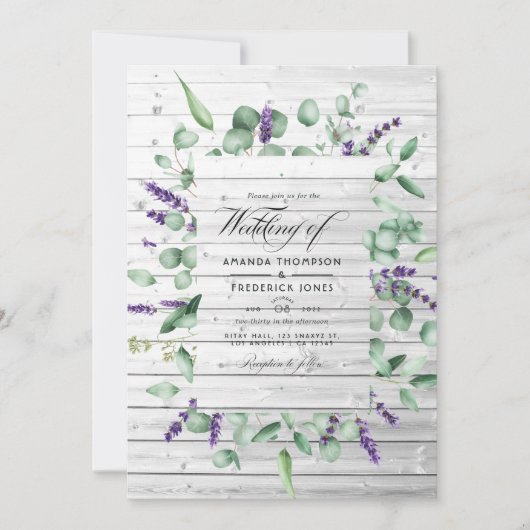 Eukalyptus Lavender Rustic Country Stall Hochzeit Einladung (Vorderseite)