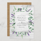 Eukalyptus Lavender Rustic QR Code UAWG Wedding Einladung (Vorne/Hinten)