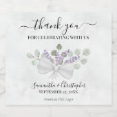 Eukalyptus & Lavender Rustic Wedding Vielen Dank Bierflaschenetikett (Einzelnes Label)