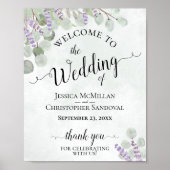 Eukalyptus & Lavender Rustic Wedding Welcome Sign Poster (Vorne)