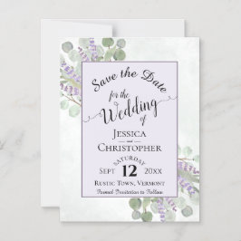 Eukalyptus & Lavender Rustikal Save the Date Lila Magneteinladung