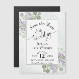 Eukalyptus & Lavender Rustikale Weiß Save the Date Magneteinladung