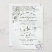 Eukalyptus Lavender Sage Green & Lila Wedding Einladung (Vorderseite)