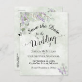 Eukalyptus & Lavender Sage Wedding Speichern Sie d Ankündigungspostkarte (Vorne/Hinten)