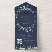 Eukalyptus Lavender Script QR Code Frühjahrsszensi All In One Einladung (Innen Boden)