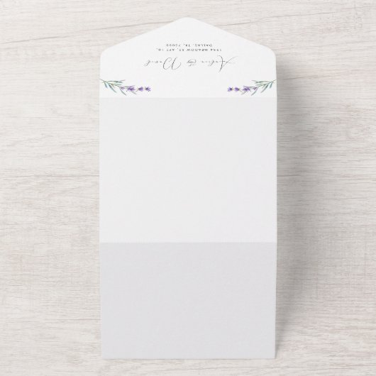 Eukalyptus Lavender Script QR Code Frühjahrsszensi All In One Einladung (Außenbereich)