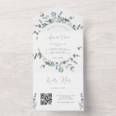 Eukalyptus Lavender Script QR Code Frühjahrsszensi All In One Einladung (Innen Boden)