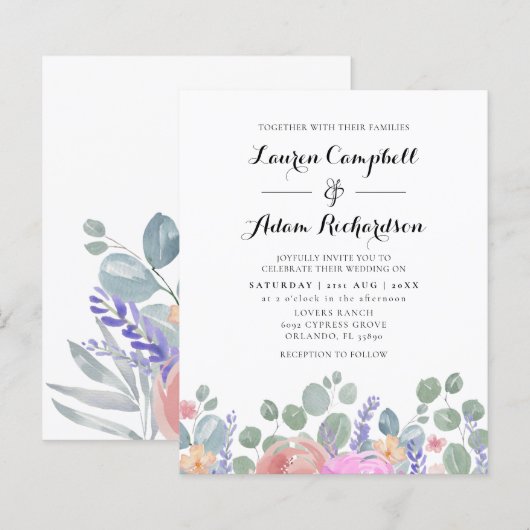 Eukalyptus & Lavender Watercolor Wedding (Vorne/Hinten)