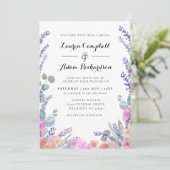 Eukalyptus & Lavender Wedding Einladung (Stehend Vorderseite)