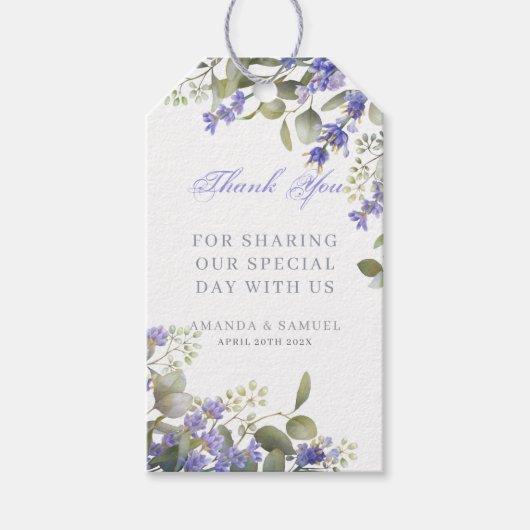Eukalyptus & Lavender Wedding Geschenkanhänger (Vorderseite)