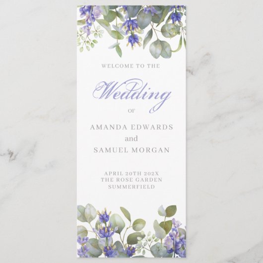 Eukalyptus & Lavender Wedding Programm (Vorderseite)