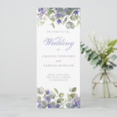 Eukalyptus & Lavender Wedding Programm (Stehend Vorderseite)