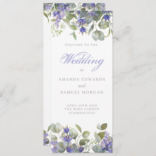 Eukalyptus & Lavender Wedding Programm (Vorne/Hinten)