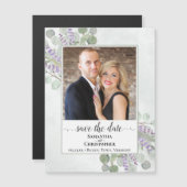 Eukalyptus Lavender Wedding Rett Date Foto Magnet (Vorne/Hinten)