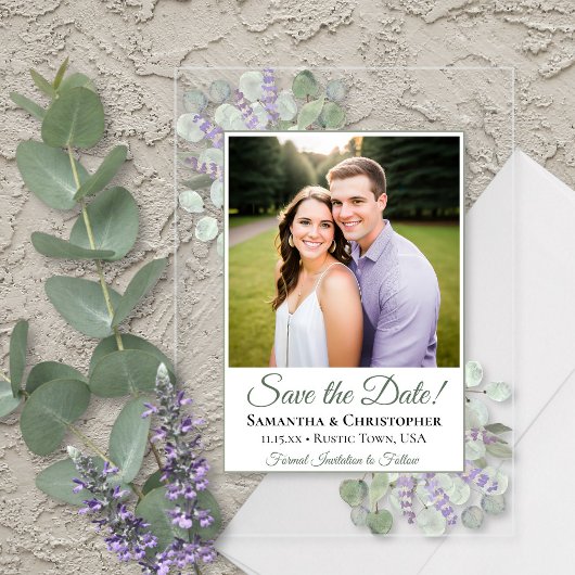 Eukalyptus & Lavender Wedding Save the Date Foto Acryleinladungen