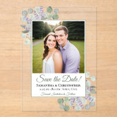 Eukalyptus & Lavender Wedding Save the Date Foto Acryleinladungen (Vorderseite)