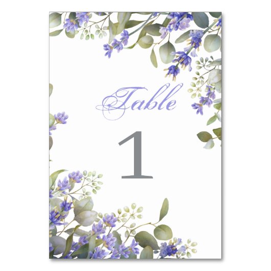 Eukalyptus & Lavender Wedding Tischnummer (Rückseite)