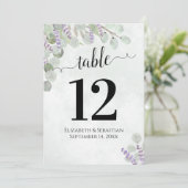 Eukalyptus & Lavender Wedding Tischnummer Groß (Stehend Vorderseite)