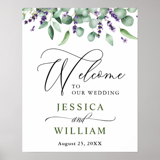 Eukalyptus Lavender Wedding Welcome Poster (Vorne)